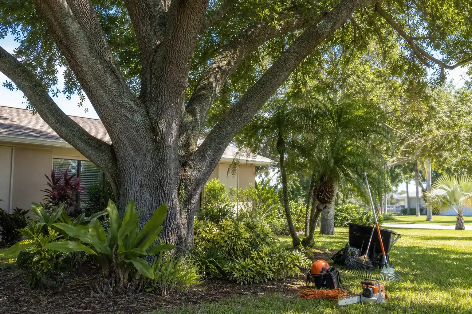 Mature Florida tree in a residential yard illustrating understanding daytona beach tree growth patterns Mature Florida tree in a residential yard illustrating understanding daytona beach tree growth patterns