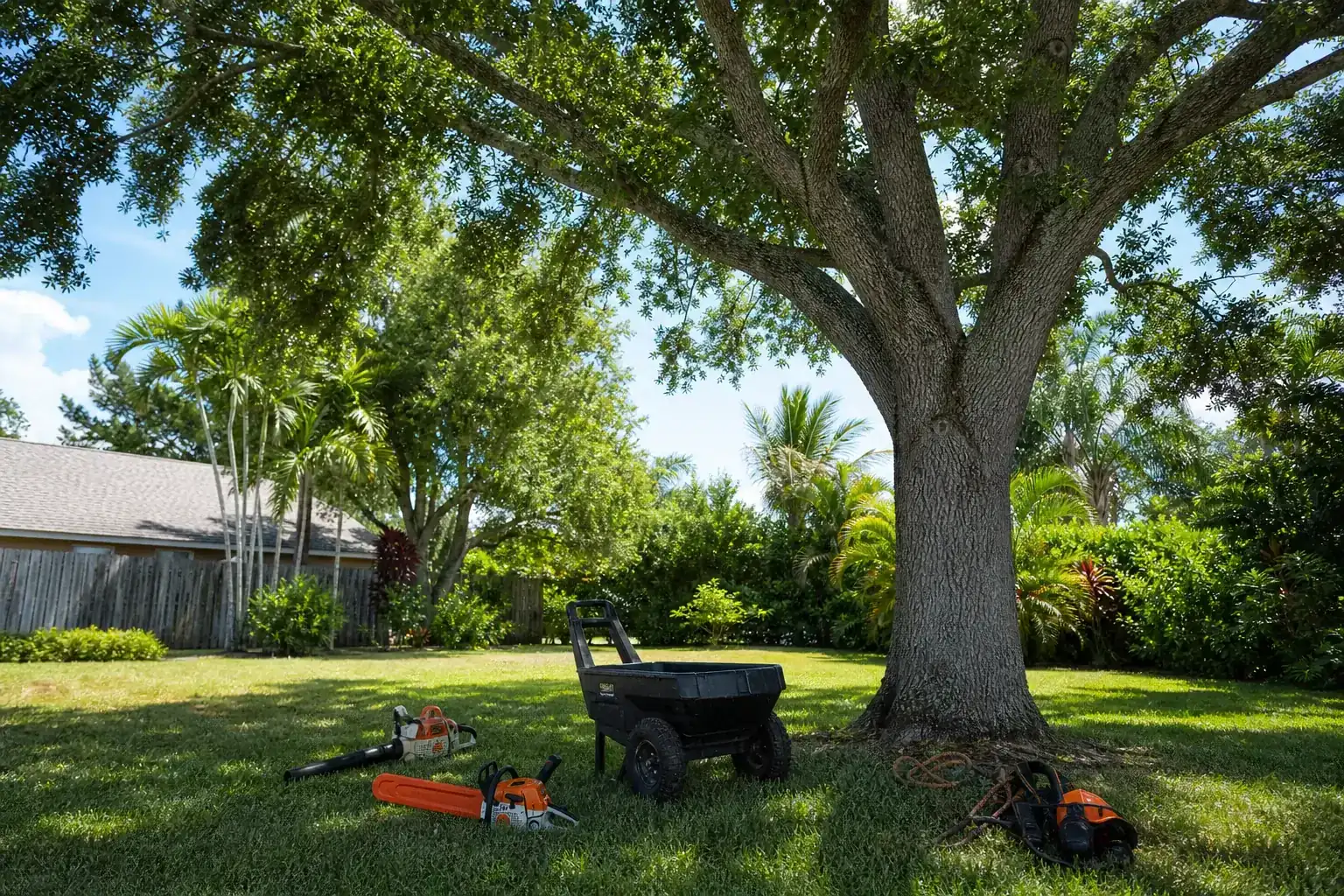 Mature Florida tree in a residential yard during a discussion of key services offered by top tree service companies Mature Florida tree in a residential yard during a discussion of key services offered by top tree service companies