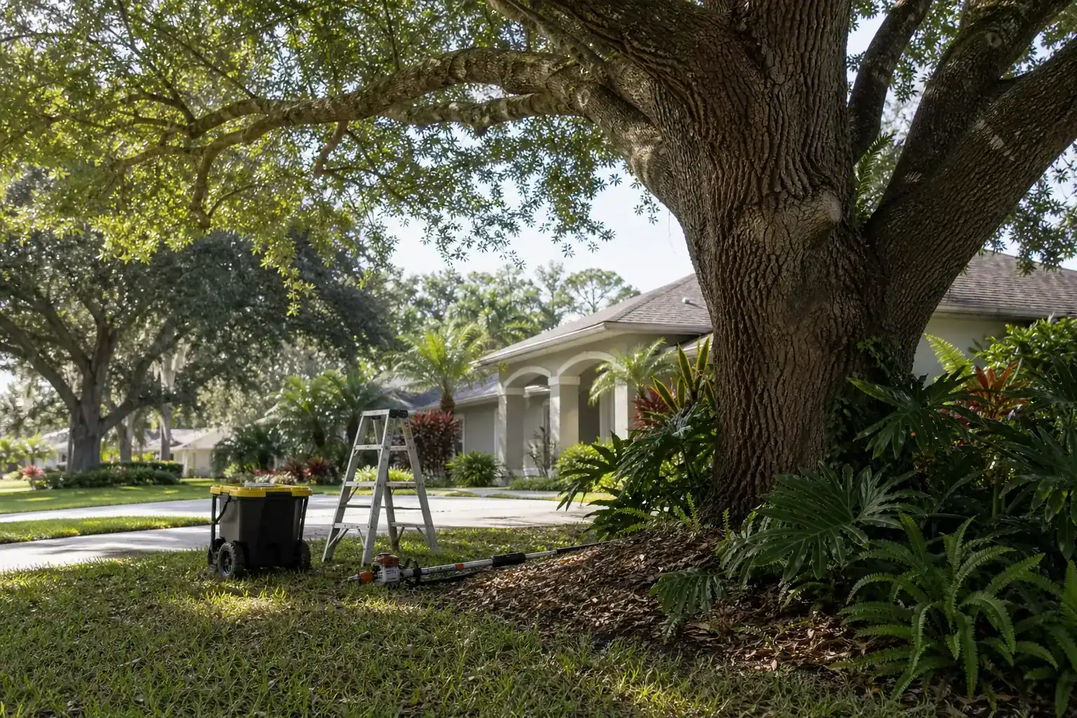 Mature Florida tree in a residential yard illustrating understanding tree care needs in daytona beach, fl Mature Florida tree in a residential yard illustrating understanding tree care needs in daytona beach, fl